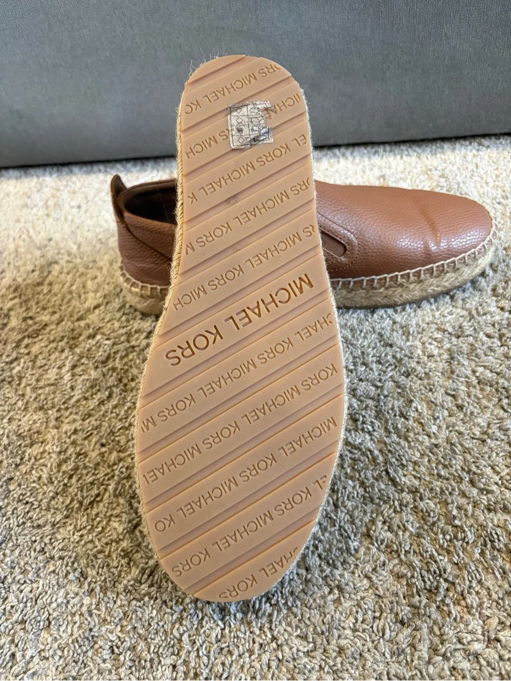 Michael Kors Tan Leather Slip-On Espadrille Loafers